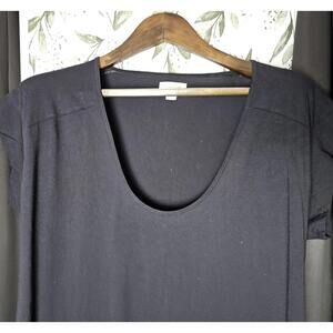 Garnet Hill Dress Black Womens Size M Scoop Neck